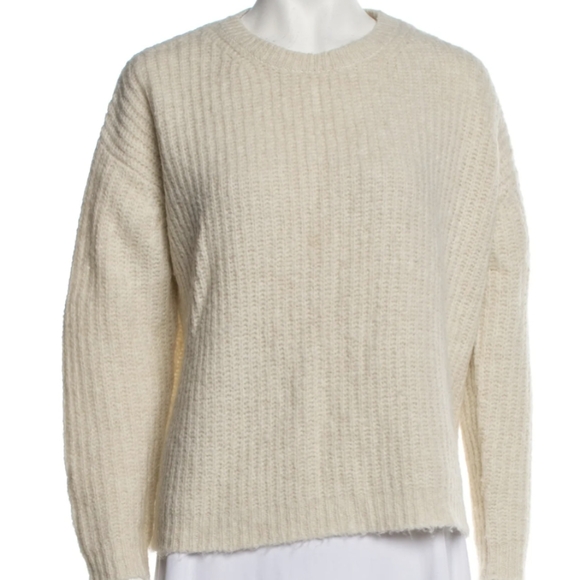 Jenni Kayne Cozy Chunky Knit Boyfriend Sweater XS Alpaca Wool Blend in Ivory - Picture 2 of 7